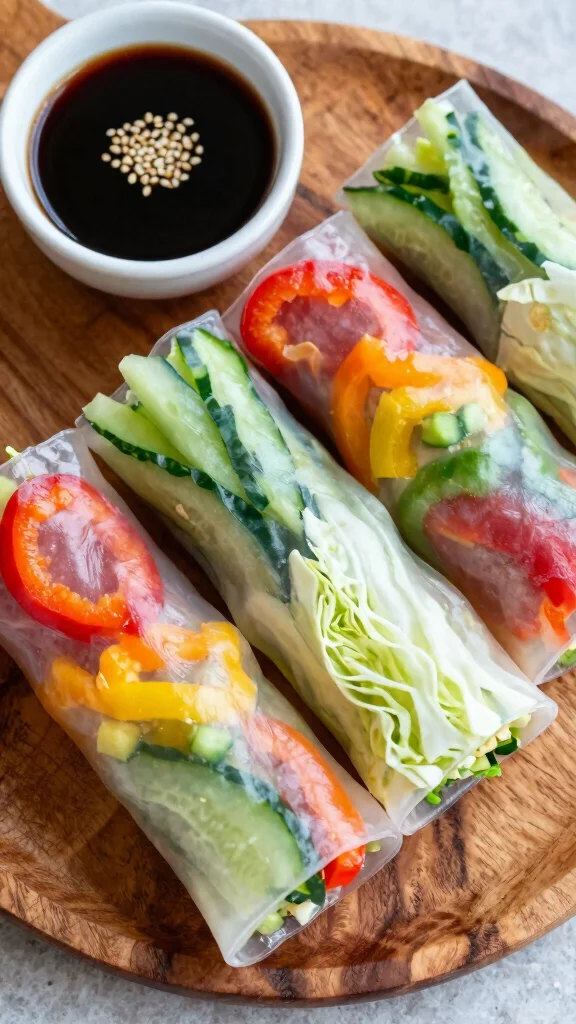 14 Vietnamese Rice Paper Rolls Recipes That Are Fresh, Healthy, and Full of Flavor - 2. Vegan Rainbow Rice Paper Rolls 1