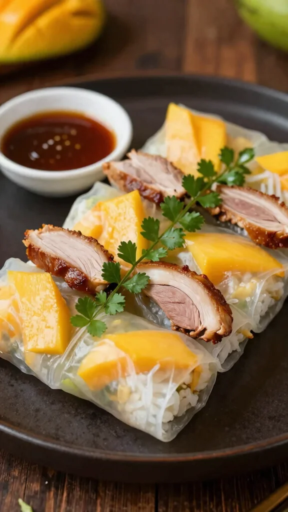 14 Vietnamese Rice Paper Rolls Recipes That Are Fresh, Healthy, and Full of Flavor - 4. Mango and Duck Breast Rice Paper Rolls 1