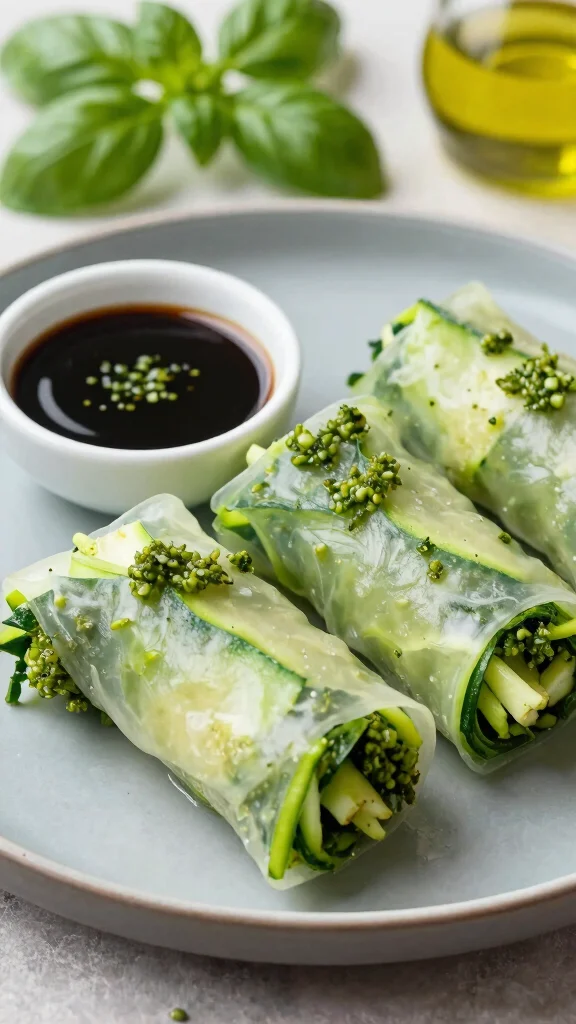 15 Rice Paper Rolls Recipes That Are Fresh, Light, and Easy to Make at Home - 10. Zucchini Noodle and Pesto Rice Paper Rolls 1