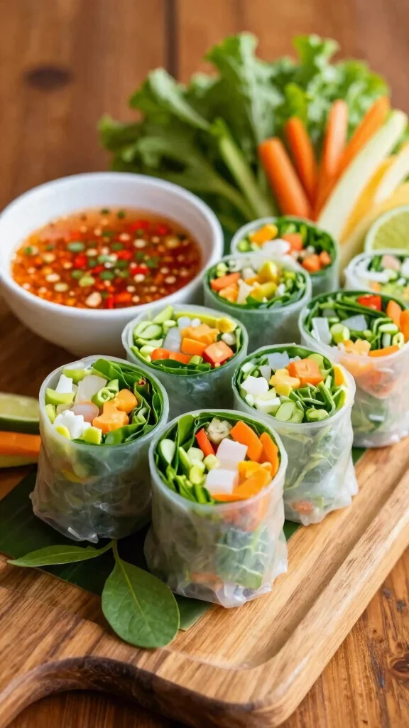 15 Rice Paper Rolls Recipes That Are Fresh, Light, and Easy to Make at Home - 11. Thai-Style Rice Paper Rolls with Spicy Dipping Sauce 1