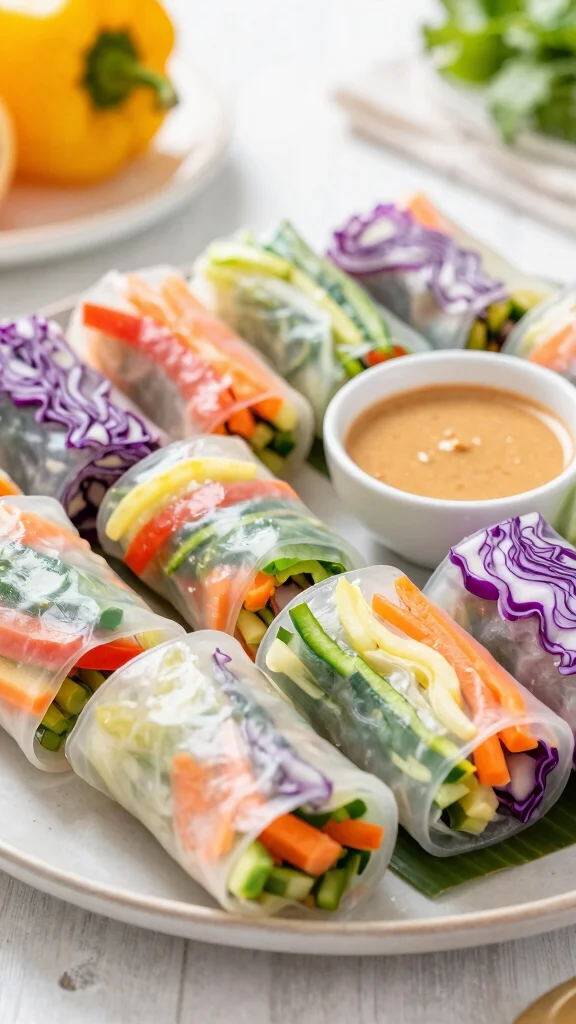 15 Rice Paper Rolls Recipes That Are Fresh, Light, and Easy to Make at Home - 15. Rainbow Vegetable Rice Paper Rolls 1