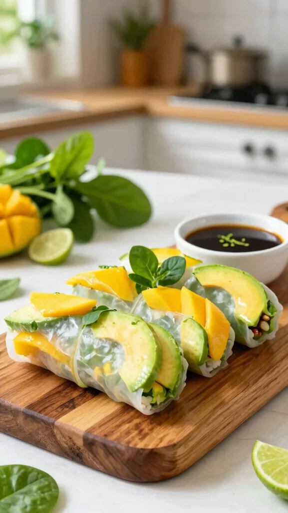 15 Rice Paper Rolls Recipes That Are Fresh, Light, and Easy to Make at Home - 2. Avocado and Mango Rice Paper Rolls 1