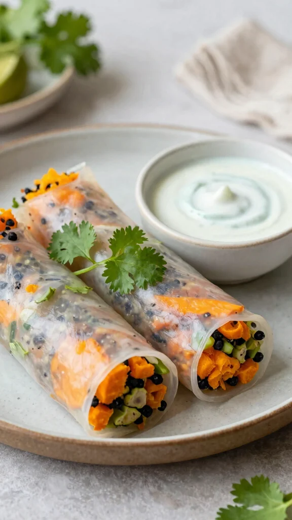 15 Rice Paper Rolls Recipes That Are Fresh, Light, and Easy to Make at Home - 5. Sweet Potato and Black Bean Rice Paper Rolls 1