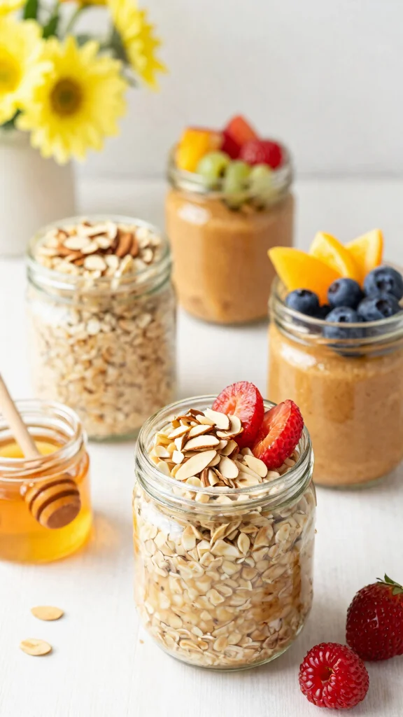 17 Almond Butter Overnight Oats Recipes - Creamy and Healthy Breakfasts - 15. Almond Butter & Honey Oats 1