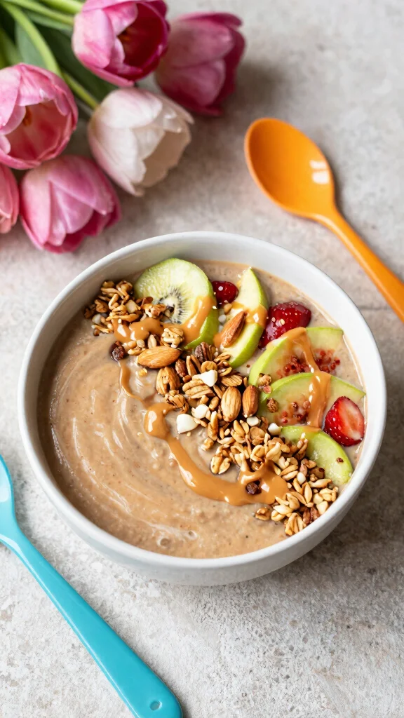 17 Almond Butter Overnight Oats Recipes - Creamy and Healthy Breakfasts - 16. Almond Butter Smoothie Bowl Oats 1