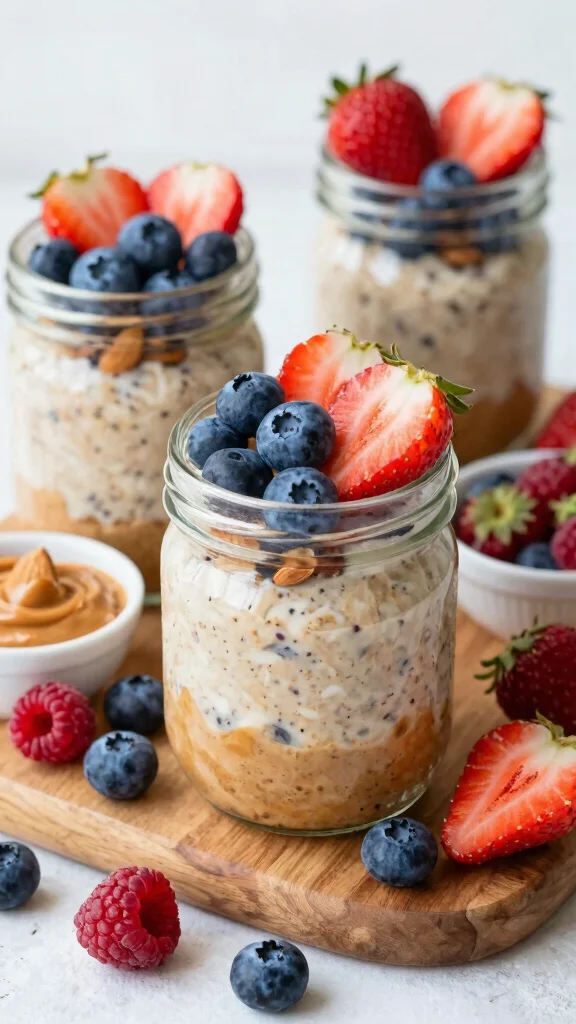 17 Almond Butter Overnight Oats Recipes - Creamy and Healthy Breakfasts - 4. Berry Bliss Almond Butter Oats 1