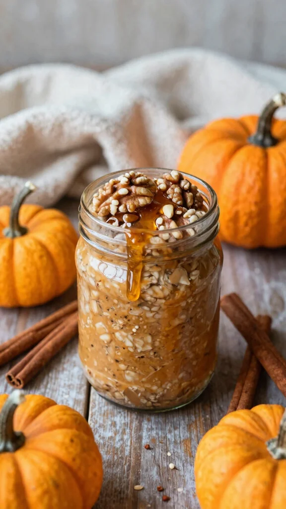 17 Almond Butter Overnight Oats Recipes - Creamy and Healthy Breakfasts - 8. Pumpkin Spice Almond Butter Oats 1