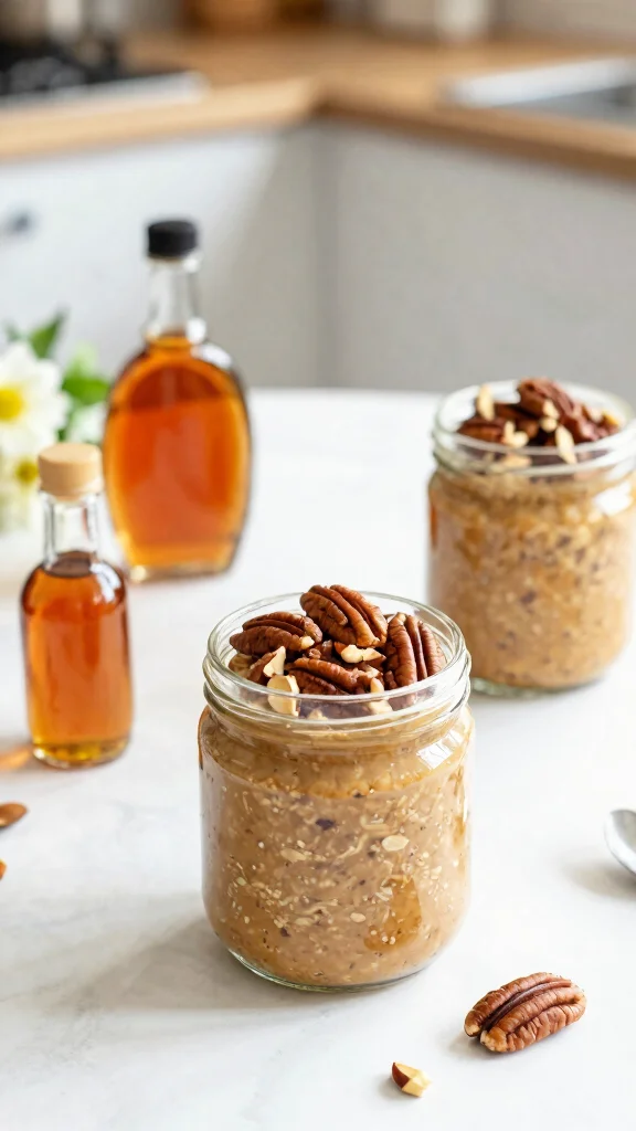 17 Almond Butter Overnight Oats Recipes - Creamy and Healthy Breakfasts - 9. Maple Almond Butter Oats 1