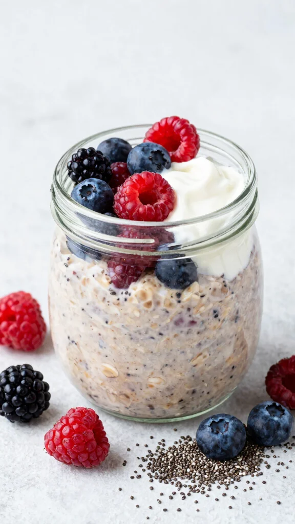 17 Blended Overnight Oats Healthy Recipes - Nutritious and Quick Breakfasts - 10. Superfood Berry Bliss 1