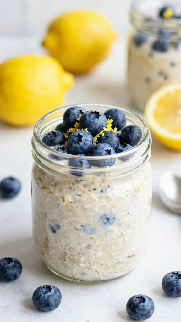 17 Blended Overnight Oats Healthy Recipes - Nutritious and Quick Breakfasts - 16. Lemon Blueberry Oats 1