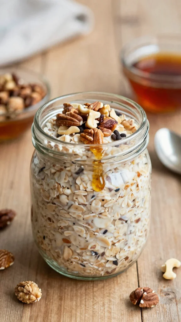 17 Blended Overnight Oats Healthy Recipes - Nutritious and Quick Breakfasts - 7. Nutty Maple Delight 1