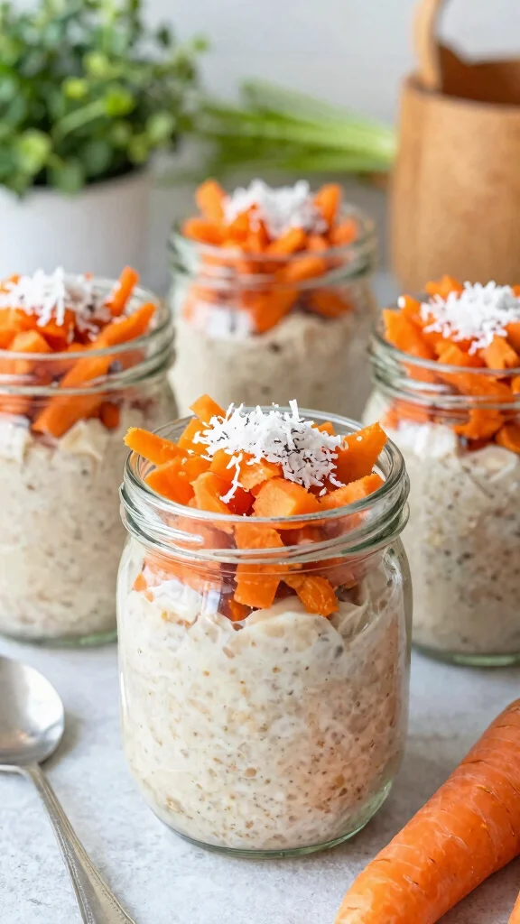 17 Carrot Cake Overnight Oats Recipes - Sweet and Protein-Packed Breakfasts - 4. Vegan Carrot Cake Overnight Oats 1