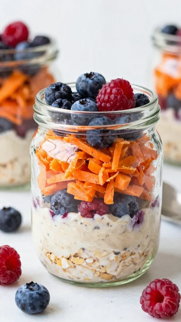 17 Carrot Cake Overnight Oats Recipes - Sweet and Protein-Packed Breakfasts - 9. Berry Carrot Cake Overnight Oats 1