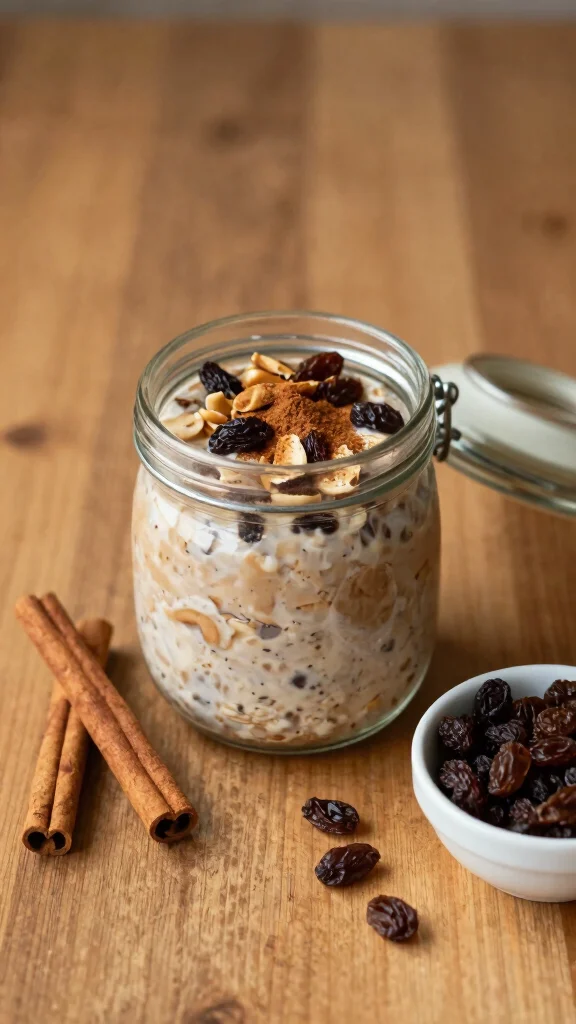 17 Chocolate Peanut Butter Overnight Oats Recipes - Sweet and Protein-Packed Breakfasts - 14. Chocolate Peanut Butter Overnight Oats with Cinnamon and Raisins 1