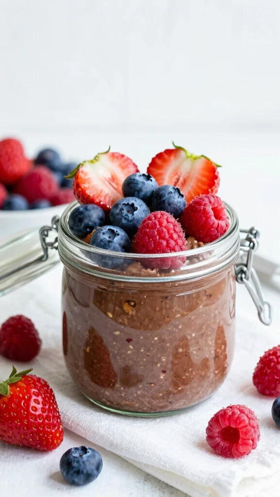 17 Chocolate Peanut Butter Overnight Oats Recipes - Sweet and Protein-Packed Breakfasts - 3. Chocolate Peanut Butter Berry Blast 1