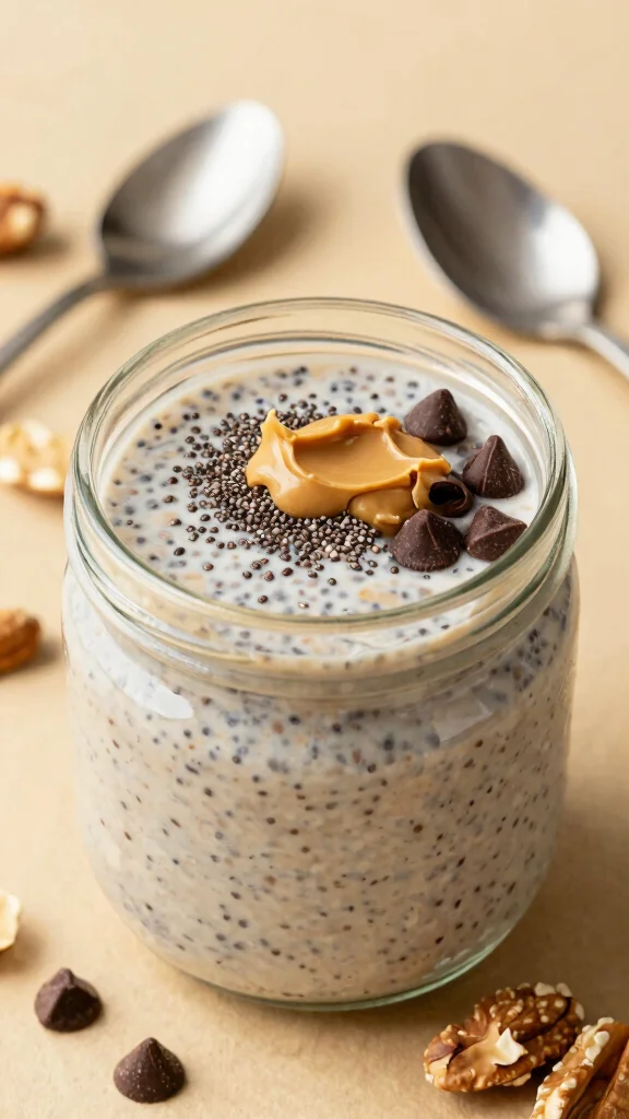 17 Chocolate Peanut Butter Overnight Oats Recipes - Sweet and Protein-Packed Breakfasts - 4. Chocolate Peanut Butter Chia Seed Oats 1