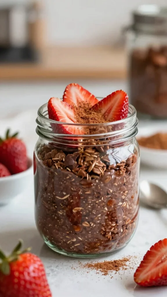 17 Chocolate Strawberry Overnight Oats Recipes - Sweet and Protein-Packed Breakfasts - 10. Chocolate Strawberry Overnight Oats with Cinnamon 1