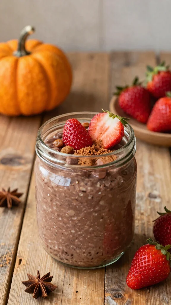 17 Chocolate Strawberry Overnight Oats Recipes - Sweet and Protein-Packed Breakfasts - 14. Chocolate Strawberry Overnight Oats with Pumpkin Spice 1