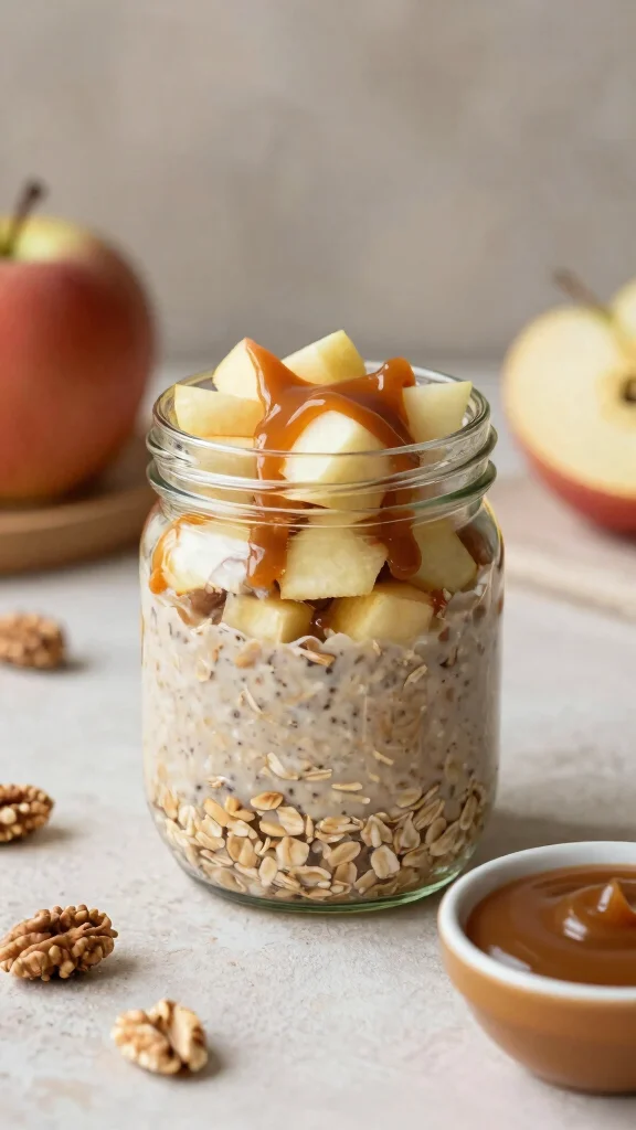 17 Easy Overnight Oats Recipes - Quick, Healthy, and Protein-Packed Meals - 10. Nutty Caramel Apple Overnight Oats 1
