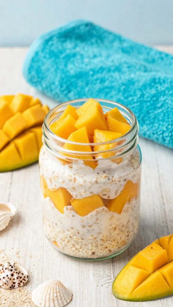 17 Easy Overnight Oats Recipes - Quick, Healthy, and Protein-Packed Meals - 3. Tropical Mango Coconut Overnight Oats 1