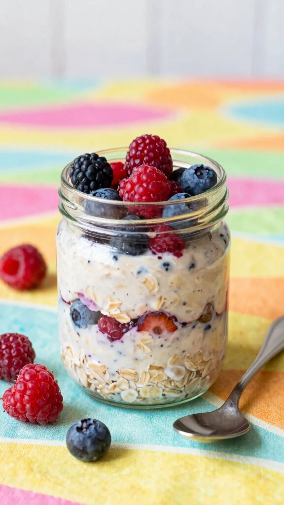 17 Easy Overnight Oats Recipes - Quick, Healthy, and Protein-Packed Meals - 5. Berry Blast Overnight Oats 1