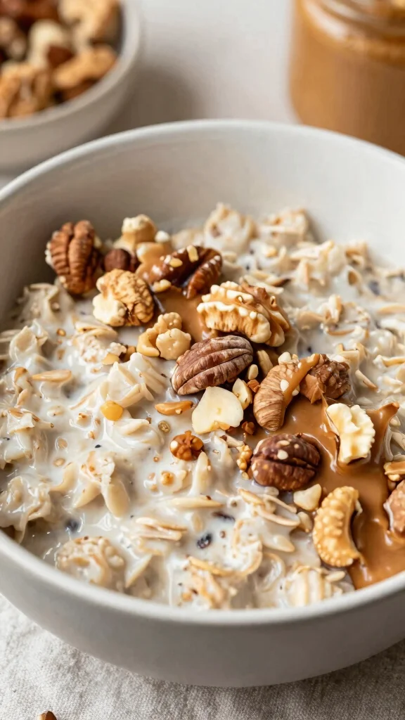 17 Low-Calorie Overnight Oats Recipes Under 200 Calories - Healthy and Filling Breakfasts - 16. Nutty Protein Overnight Oats 1