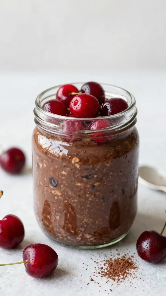 17 Low-Carb Overnight Oats Recipes - Protein-Packed and Healthy Breakfasts - 11. Chocolate Cherry Overnight Oats 1