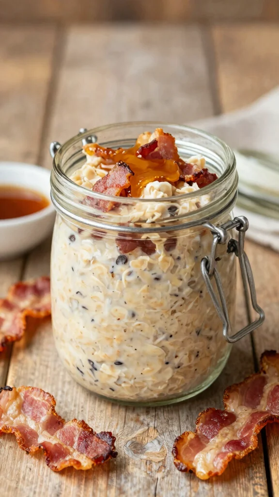 17 Low-Carb Overnight Oats Recipes - Protein-Packed and Healthy Breakfasts - 15. Sweet and Savory Bacon Overnight Oats 1
