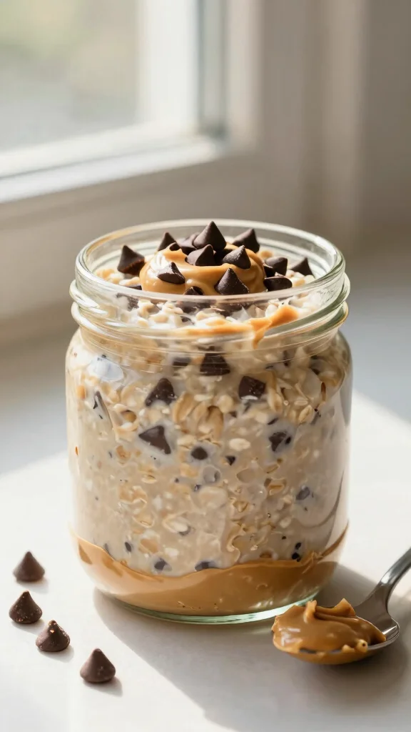 17 Low-Carb Overnight Oats Recipes - Protein-Packed and Healthy Breakfasts - 2. Peanut Butter Chocolate Chip Overnight Oats 1