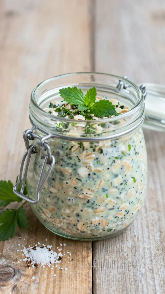 17 Low-Carb Overnight Oats Recipes - Protein-Packed and Healthy Breakfasts - 9. Savory Herb Overnight Oats 1