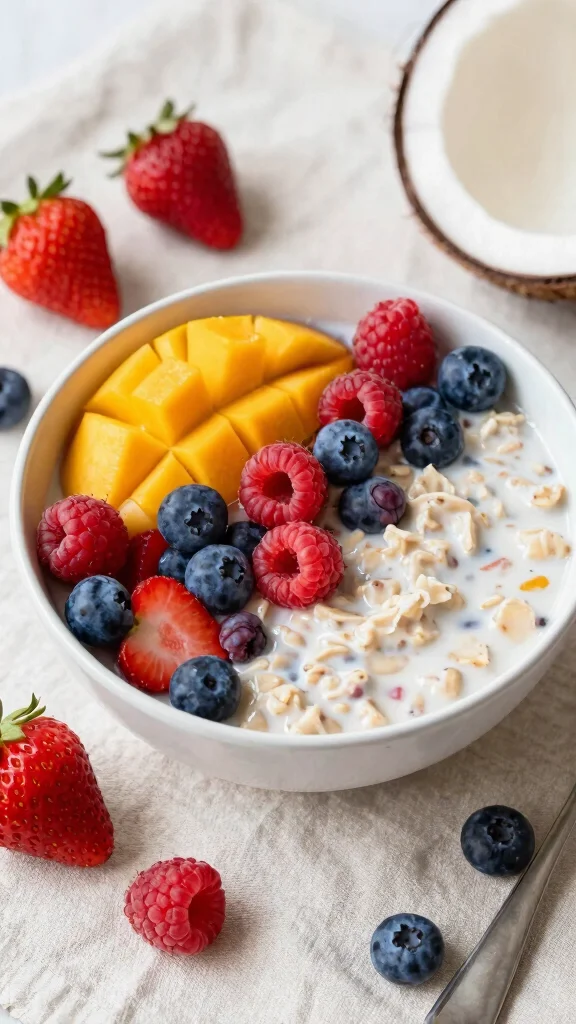 17 Mango Coconut Overnight Oats Recipes - Tropical, Healthy, and Protein-Packed Breakfasts - 13. Mango Coconut Overnight Oats with Berries 1