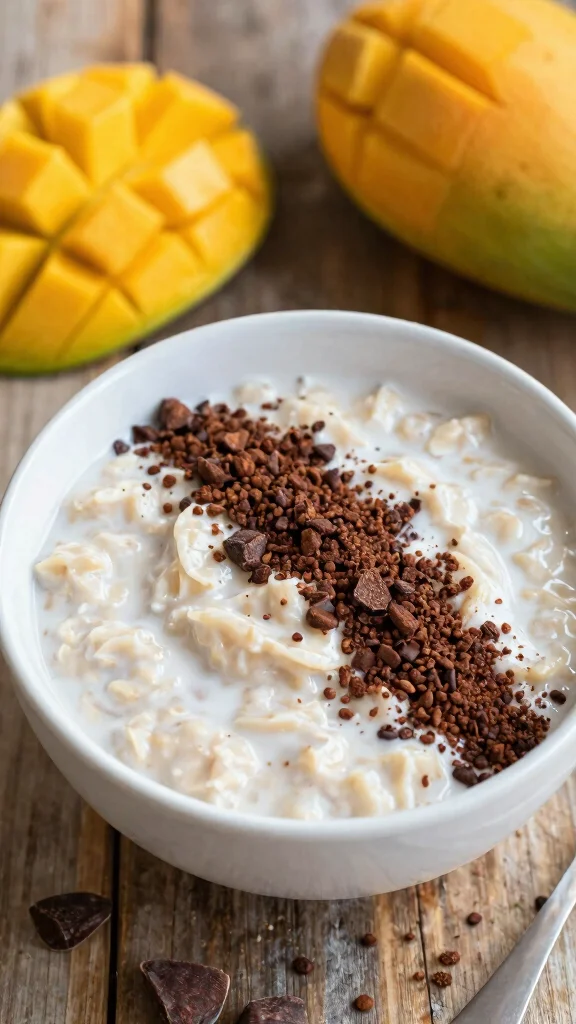 17 Mango Coconut Overnight Oats Recipes - Tropical, Healthy, and Protein-Packed Breakfasts - 14. Mango Coconut Overnight Oats with Cocoa Nibs 1