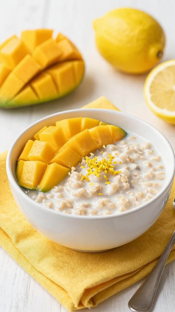 17 Mango Coconut Overnight Oats Recipes - Tropical, Healthy, and Protein-Packed Breakfasts - 16. Mango Coconut Overnight Oats with Lemon Zest 1