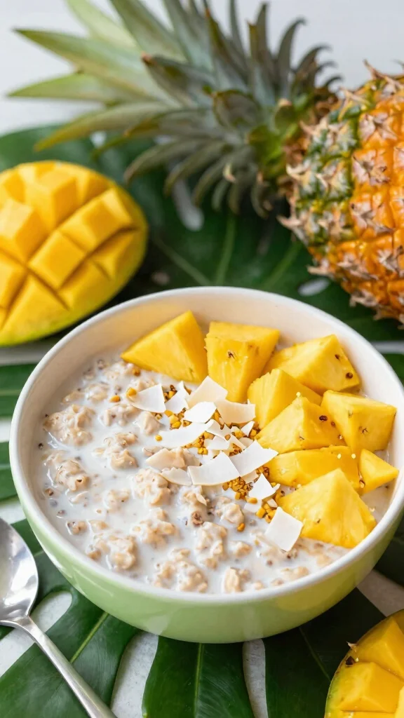 17 Mango Coconut Overnight Oats Recipes - Tropical, Healthy, and Protein-Packed Breakfasts - 6. Tropical Mango Coconut Overnight Oats with Pineapple 1