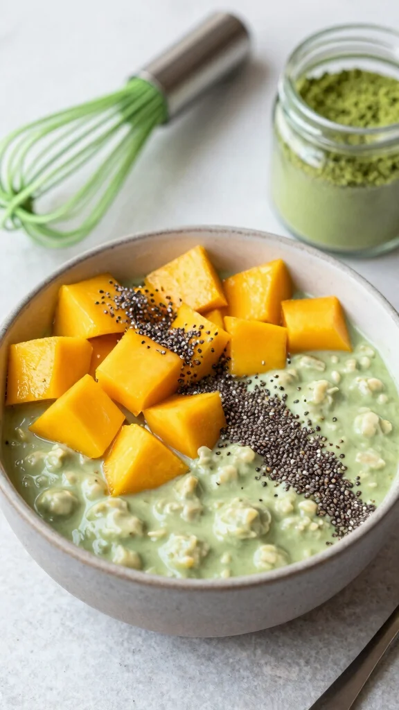 17 Mango Coconut Overnight Oats Recipes - Tropical, Healthy, and Protein-Packed Breakfasts - 8. Mango Coconut Overnight Oats with Matcha 1