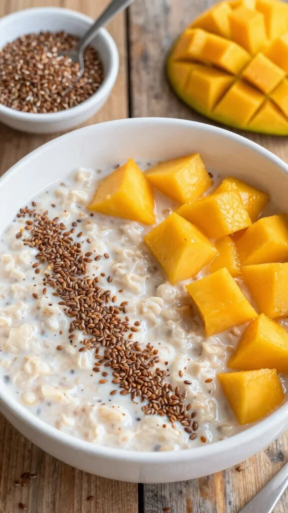 17 Mango Coconut Overnight Oats Recipes - Tropical, Healthy, and Protein-Packed Breakfasts - 9. Mango Coconut Overnight Oats with Flaxseeds 1