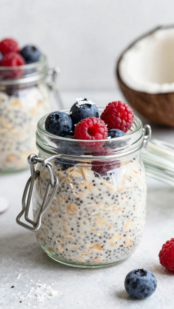17 Overnight Oats Recipes with Coconut Milk - Healthy and Easy Breakfasts - 10. Chia Seed Coconut Oats 1
