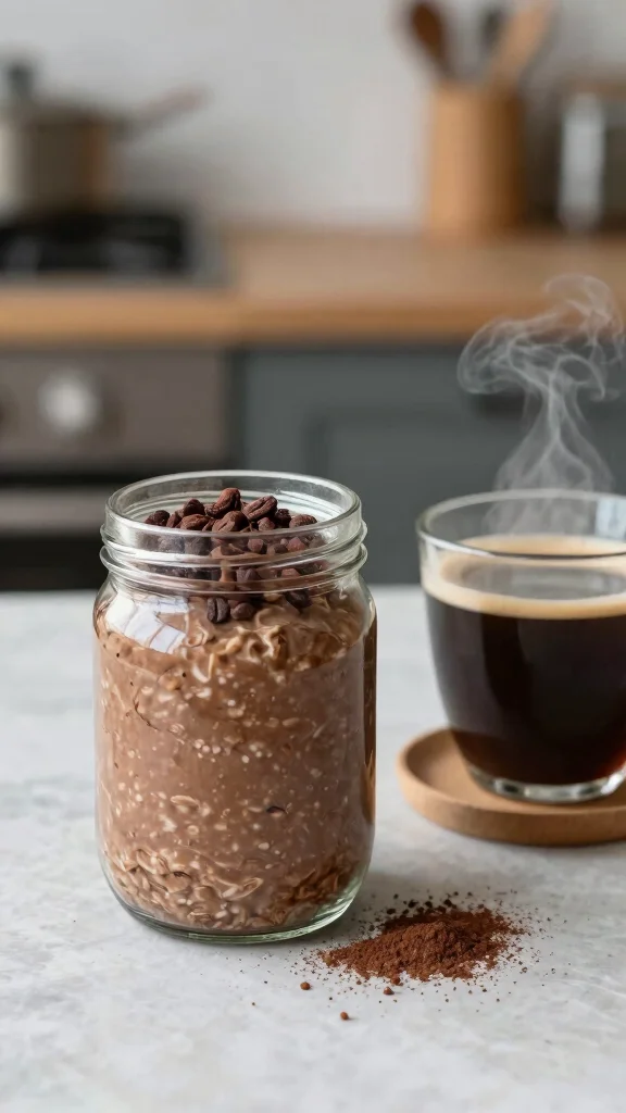 17 Overnight Oats Recipes with Coconut Milk - Healthy and Easy Breakfasts - 13. Mocha Coffee Oats 1