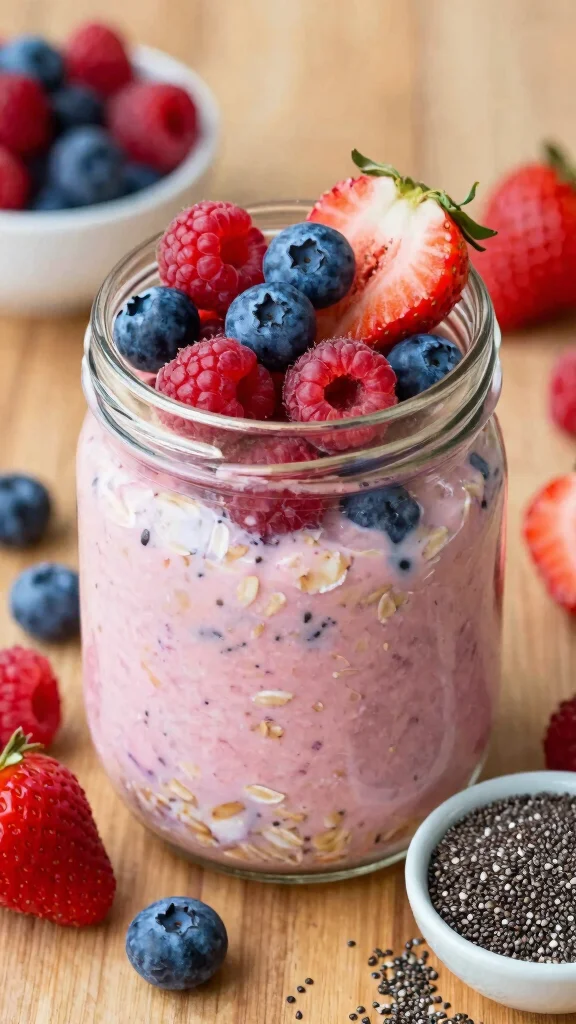 17 Overnight Oats Recipes with Coconut Milk - Healthy and Easy Breakfasts - 3. Berry Burst Overnight Oats 1