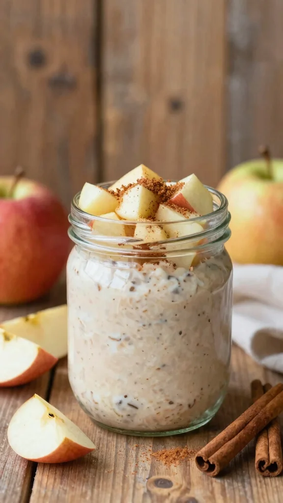 17 Overnight Oats Recipes with Coconut Milk - Healthy and Easy Breakfasts - 6. Cinnamon Apple Pie Oats 1