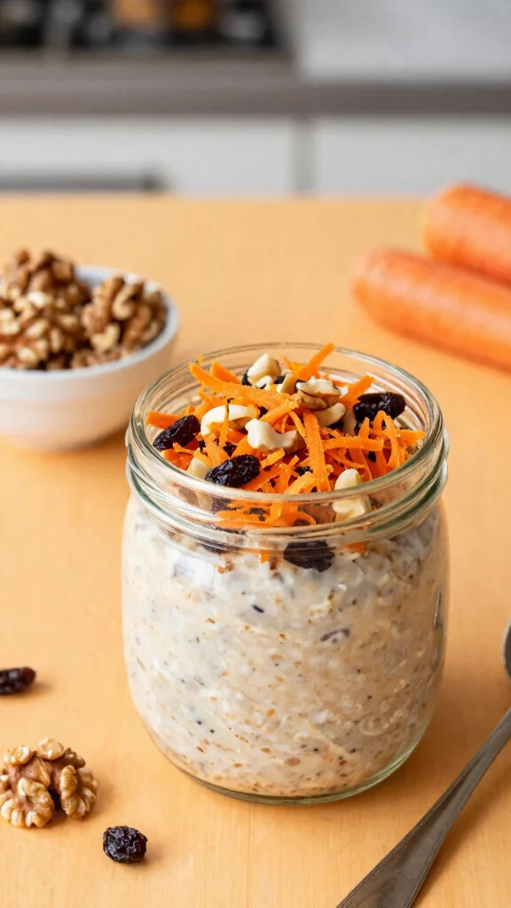 17 Overnight Oats Recipes with Coconut Milk - Healthy and Easy Breakfasts - 7. Carrot Cake Overnight Oats 1
