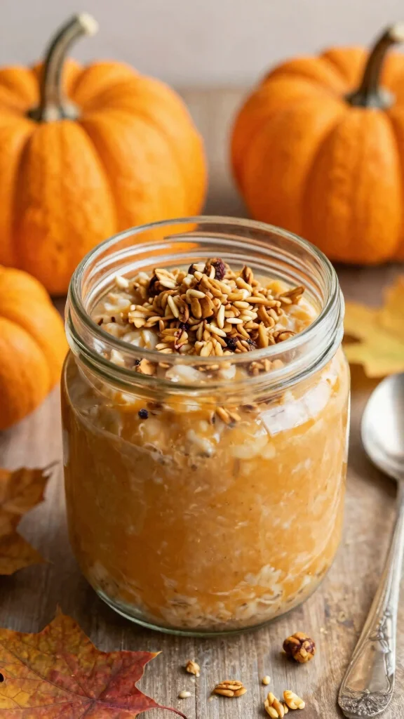 17 Overnight Oats Recipes with Coconut Milk - Healthy and Easy Breakfasts - 9. Pumpkin Spice Overnight Oats 1