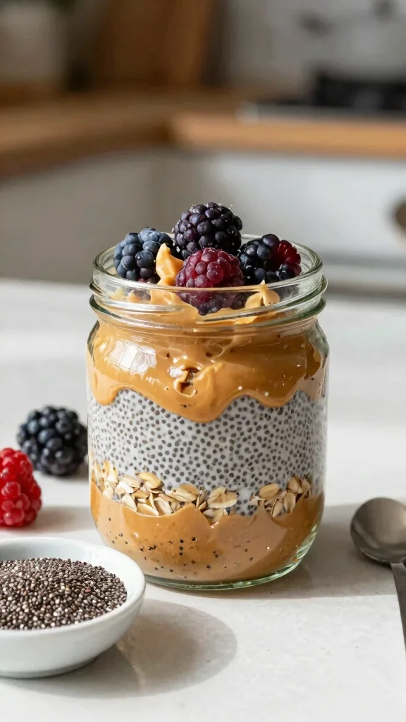 17 Overnight Oats with Peanut Butter Recipes - Creamy and Healthy Breakfasts - 10. Peanut Butter Chia Pudding Oats 1