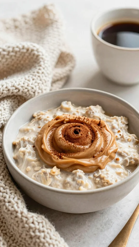 17 Overnight Oats with Peanut Butter Recipes - Creamy and Healthy Breakfasts - 6. Peanut Butter Cinnamon Roll Oats 1