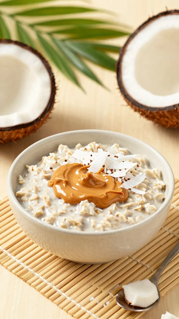 17 Overnight Oats with Peanut Butter Recipes - Creamy and Healthy Breakfasts - 9. Peanut Butter Coconut Oats 1