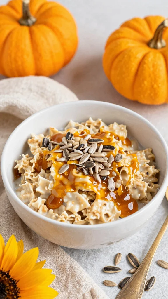 17 Pumpkin Pie Overnight Oats Recipes - Sweet and Healthy Breakfasts - 13. Pumpkin Pie Overnight Oats with Sunflower Seeds 1