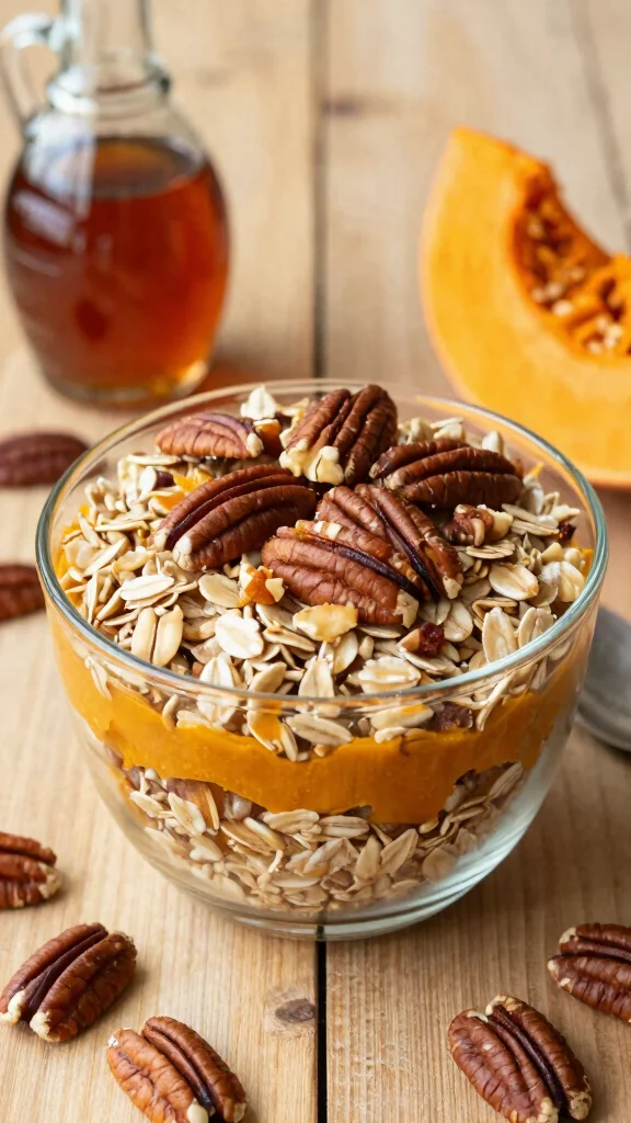 17 Pumpkin Pie Overnight Oats Recipes - Sweet and Healthy Breakfasts - 2. Maple Pecan Pumpkin Pie Oats 1