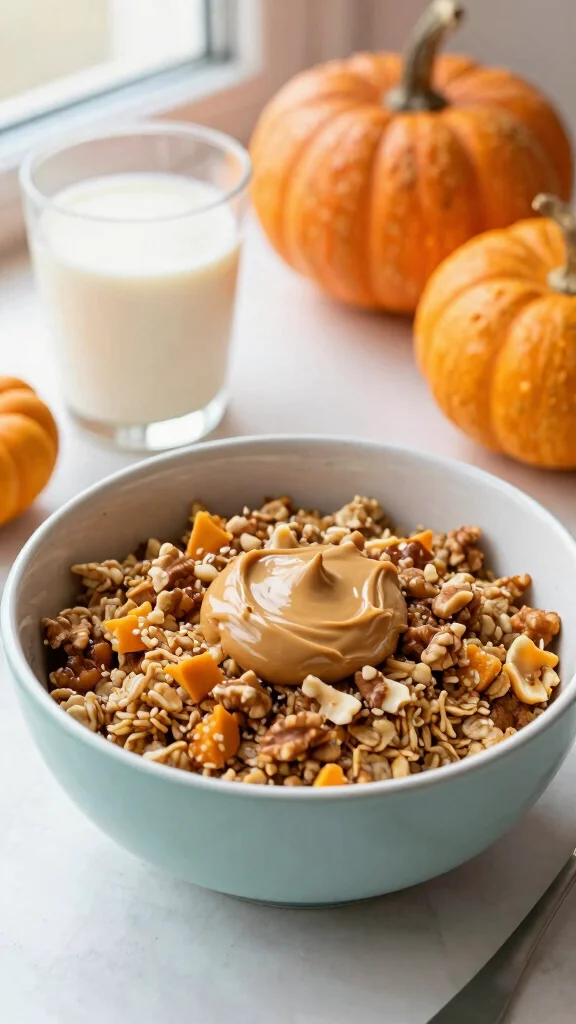 17 Pumpkin Pie Overnight Oats Recipes - Sweet and Healthy Breakfasts - 4. Peanut Butter Pumpkin Pie Oats 1
