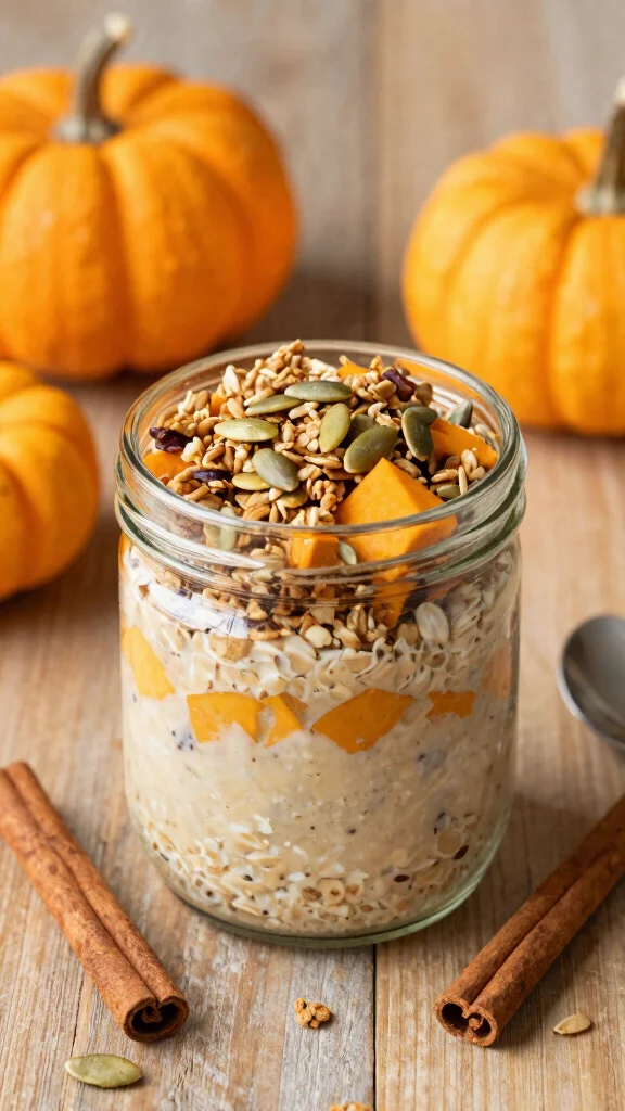 17 Pumpkin Pie Overnight Oats Recipes - Sweet and Healthy Breakfasts - 9. Pumpkin Pie Overnight Oats with Granola 1