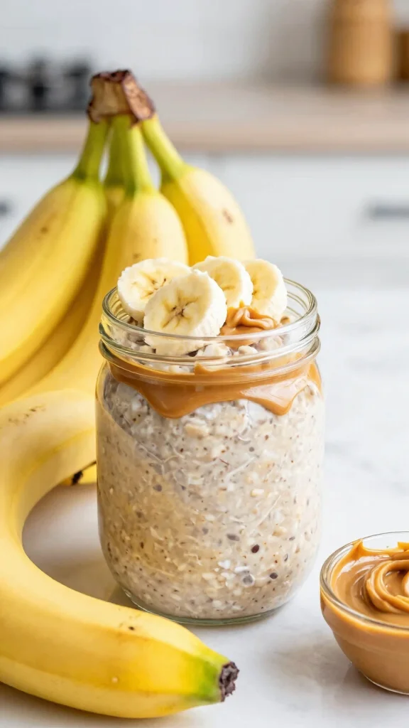 17 Rolled Oats Breakfast Recipes - Nutritious and Delicious Morning Meals - 15. Peanut Butter Banana Overnight Oats 1